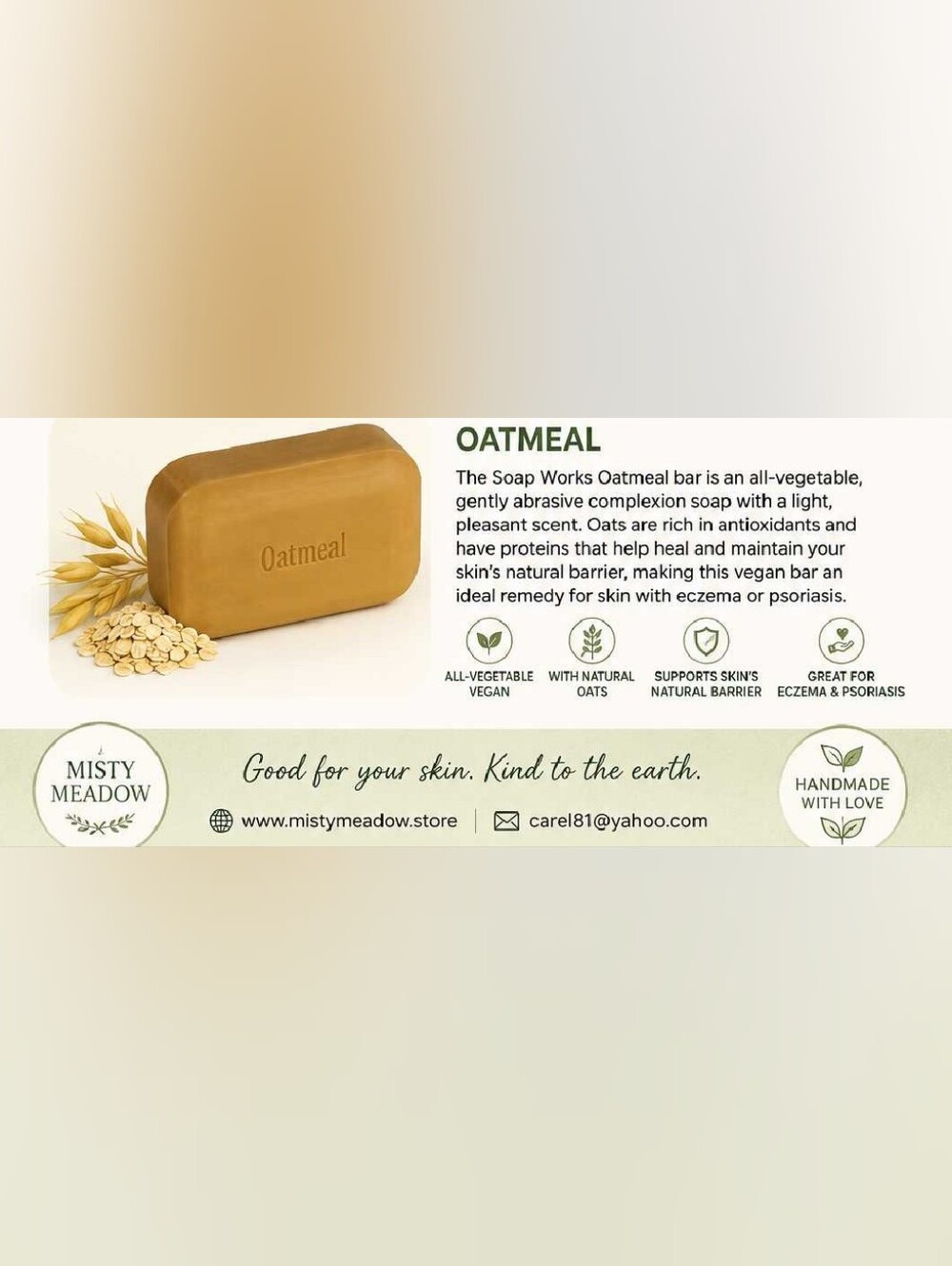 Oatmeal Natural Soap Bar – Gentle Exfoliating Oat Cleanser (3 Bars)
